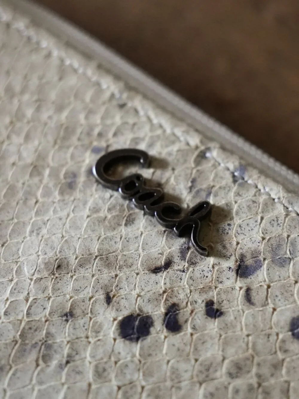 Coach Python Print Leather Wristlet Pouch